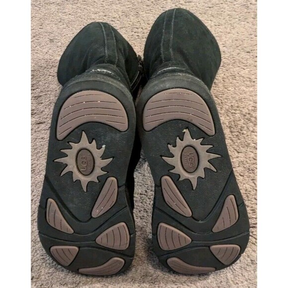 Women's Ugg Sunset Tall Side Zip Sheepskin Pull On Black Boot 5235 Size 8 - Picture 5 of 5